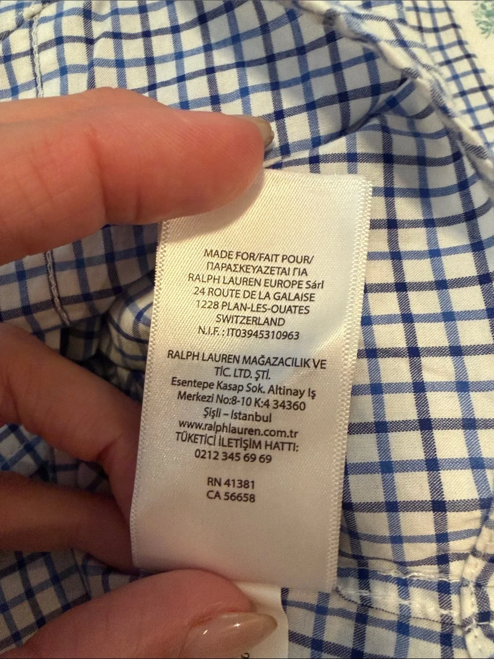 Ralph Lauren blue and white checker button down shirt 3T